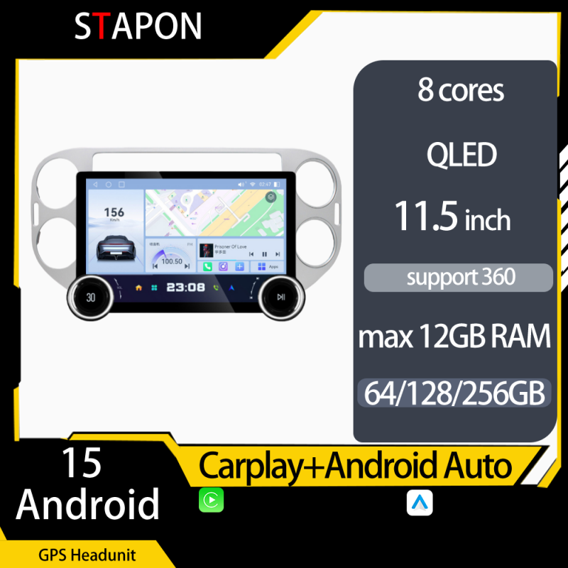 STAPON 11.5inch 64GB 128GB for vw tiguan 2010-2016 android16 1920x1200p 2k screen carplay android auto 8CORE support 360camera car android headunit stereo 4g WiFi Bluetooth 5.0 GPS am FM rear view S115