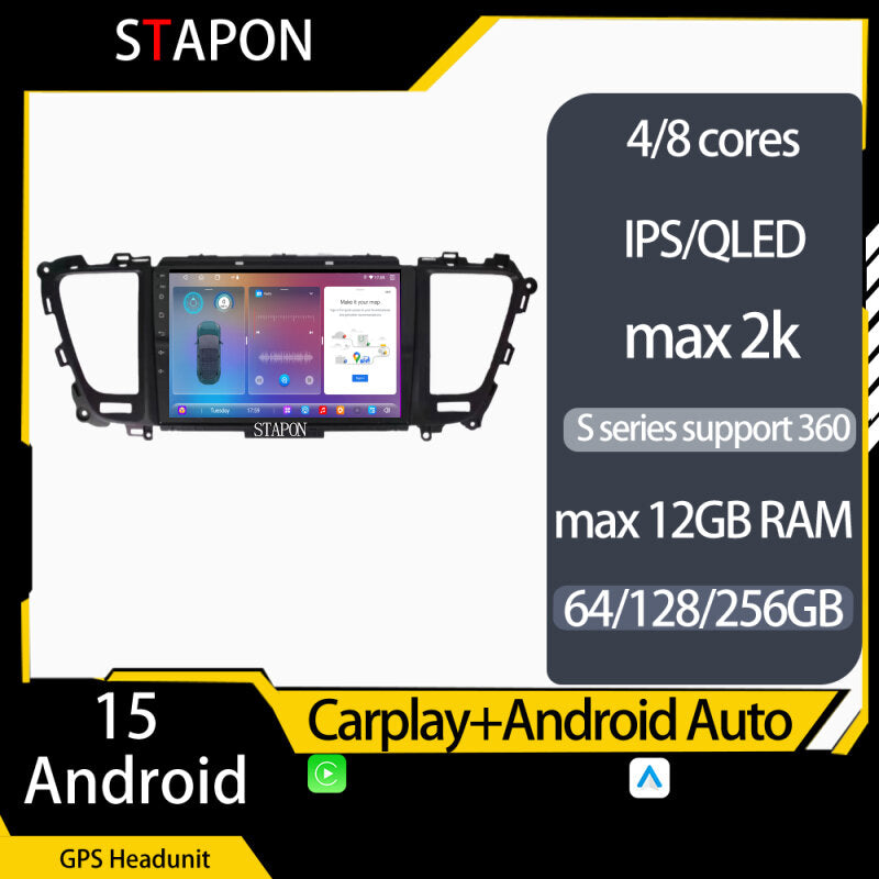 STAPON 9inch for KIA carnival 2014-2020 android16 64 128 256GB 2.5D 2k QLED IPS screen carplay android auto OCTA CORE DSP 4G 360camera car stereo android HEAD UNIT plug play WiFi Bluetooth GPS