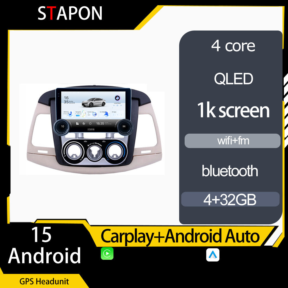 STAPON 10.5inch 4+32GB for toyota innova 2005-2011m android16 carplay android auto 2.5D qled 1k SCREEN quad CORE car android head unit stereo WiFi Bluetooth GPS FM rear view S105