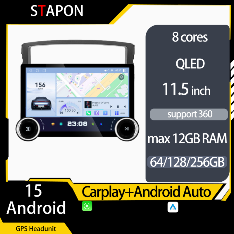 STAPON 11.5inch 64GB 128GB for mitsubishi pajero 2006-2011 android16 1920x1200p 2k screen carplay android auto 8CORE support 360camera car android headunit stereo 4g WiFi Bluetooth 5.0 GPS am FM rear view S115