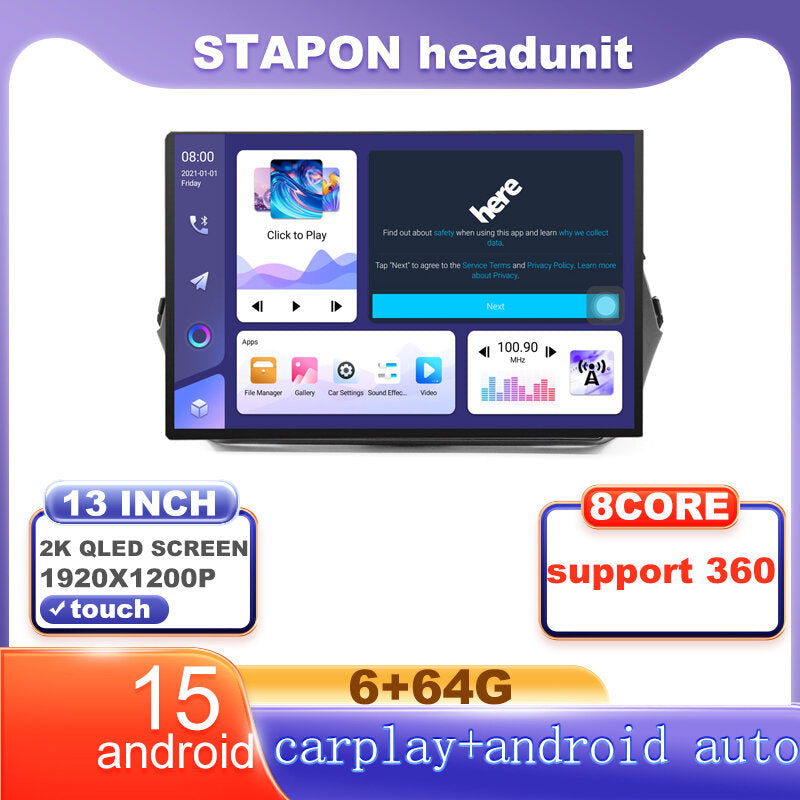 STAPON 13inch 6+64G for suzuki ciaz 2014-2018 android16 1920x1200p 2k screen carplay android auto OCTA CORE support 360camera car android headunit car android stereo WiFi Bluetooth 5.0 GPS FM rear view S133