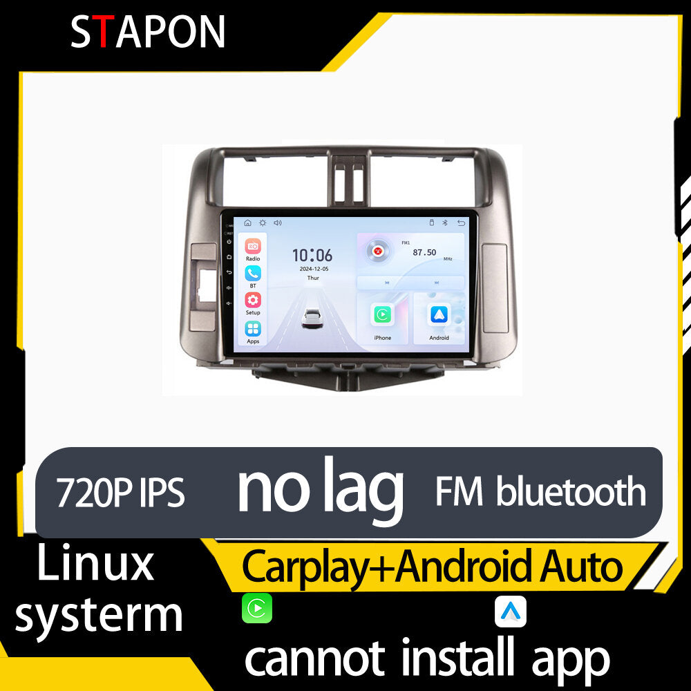 STAPON 9inch for toyota prado 2010-2013 linux mp5 with carplay android auto fm 1280x720p ips screen mirror link touch screen steering control L5