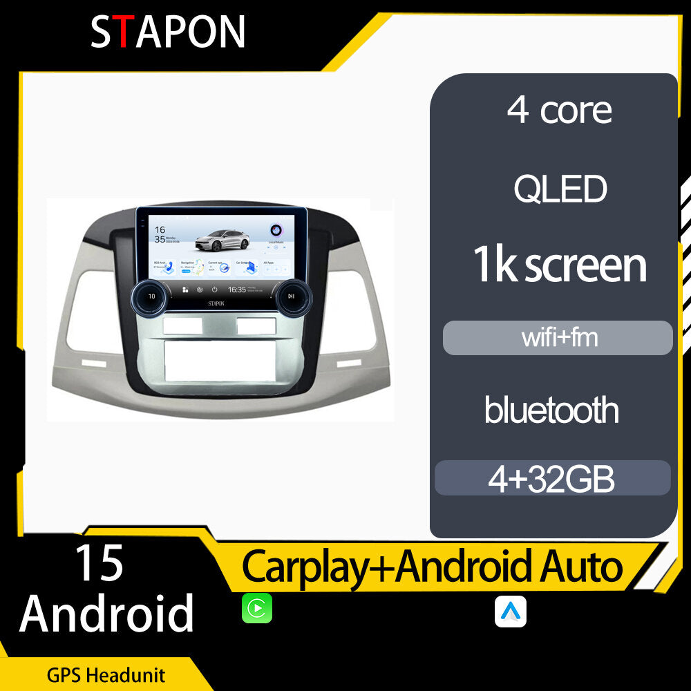 STAPON 10.5inch 4+32GB for toyota innova 2005-2011 android16 carplay android auto 2.5D qled 1k SCREEN quad CORE car android head unit stereo WiFi Bluetooth GPS FM rear view S105
