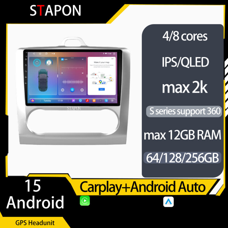 STAPON for ford focus 2006-2011 android16 64 128 256GB RAM 9inch carplay android auto 4G DSP 360camera car android stereo android HEAD UNIT multimedia player WiFi Bluetooth GPS steering wheel control