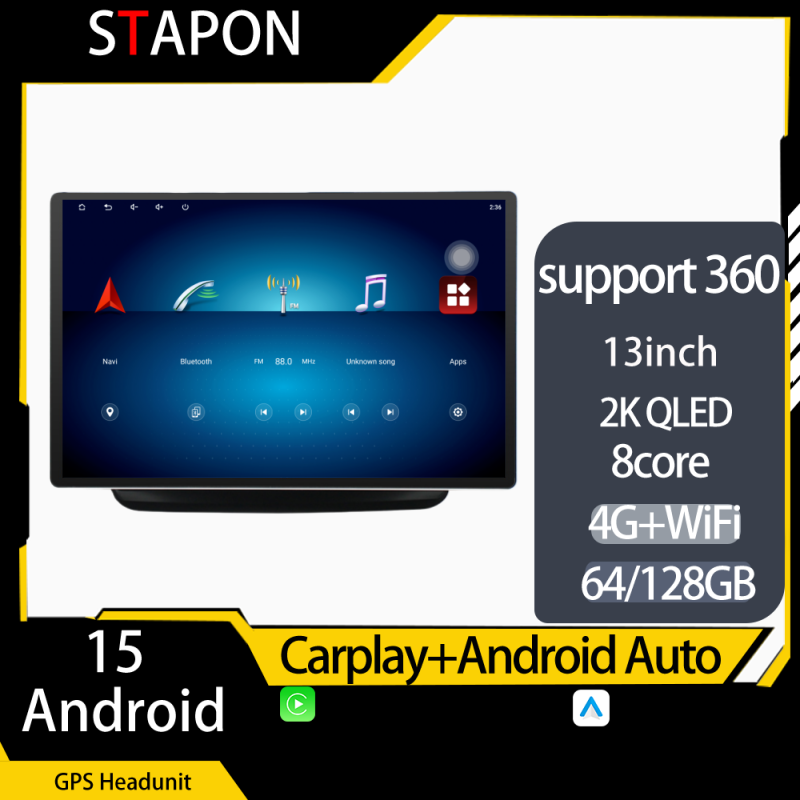 STAPON 13inch 64GB 128GB for montero 2006-2015 android16 1920x1200p 2k screen carplay android auto OCTA CORE support 360camera car android headunit car android stereo WiFi Bluetooth 5.0 GPS FM rear view S133