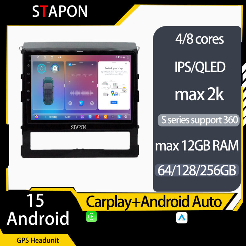 STAPON 9inch for Toyota Land Cruiser 2016-2019 64 128 256GB 2k QLED IPS android16 voice command carplay android auto OCTA CORE DSP 4G lte 360camera dashcam car stereo android HEAD UNIT plug play WiFi Bluetooth GPS FM AM