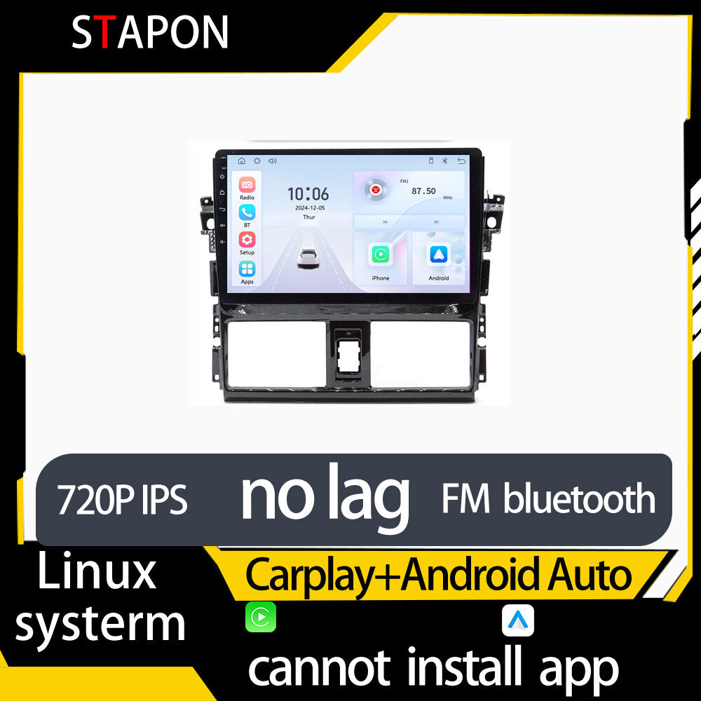 STAPON 10inch for toyota vios 2014-2018 linux mp5 with carplay android auto fm 1280x720p ips screen mirror link touch screen steering control L5