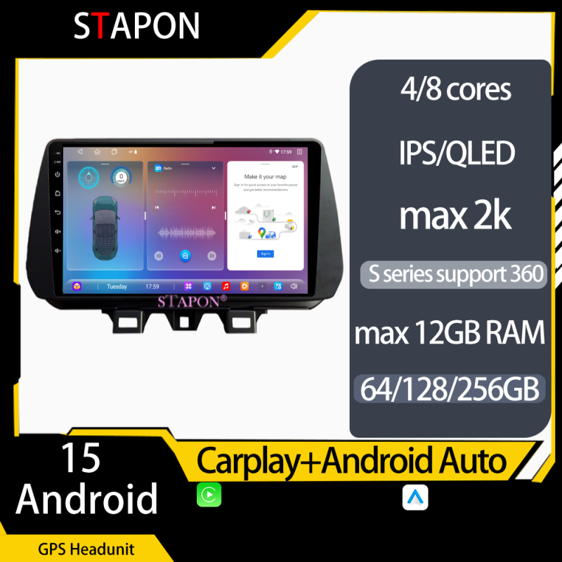 STAPON 9inch for Hyundai Tucson 2019-2023 android16 64 128 256GB QLED IPS carplay android auto OCTA CORE DSP 4G 360camera car andriod stereo HEADUNIT plug play WiFi Bluetooth GPS