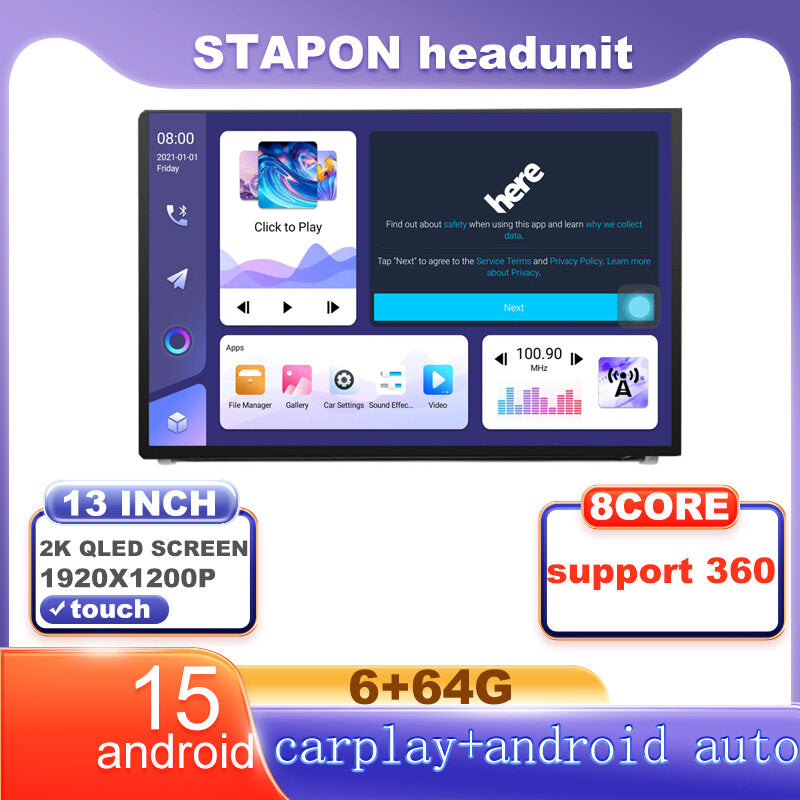 STAPON 13inch 6+64G for toyota rav4 2019-2023 android16 1920x1200p 2k screen carplay android auto OCTA CORE support 360camera car android headunit car android stereo WiFi Bluetooth 5.0 GPS FM rear view S133
