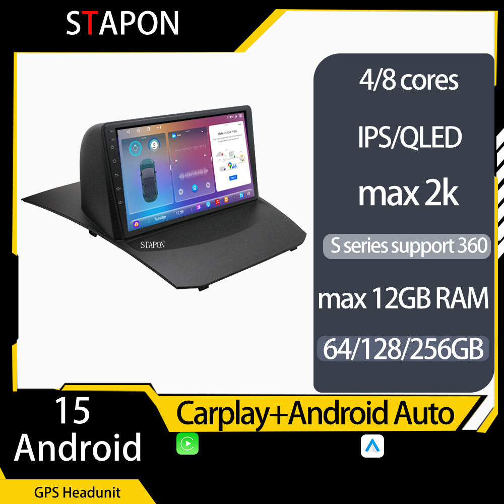 STAPON 9inch for Ford Fiesta 2008-2016 android16 64 128 256GB 2k QLED IPS voice command carplay android auto OCTA CORE DSP 4G LTE 360camera DASHCAM car stereo android HEAD UNIT plug play WiFi GPS FM AM