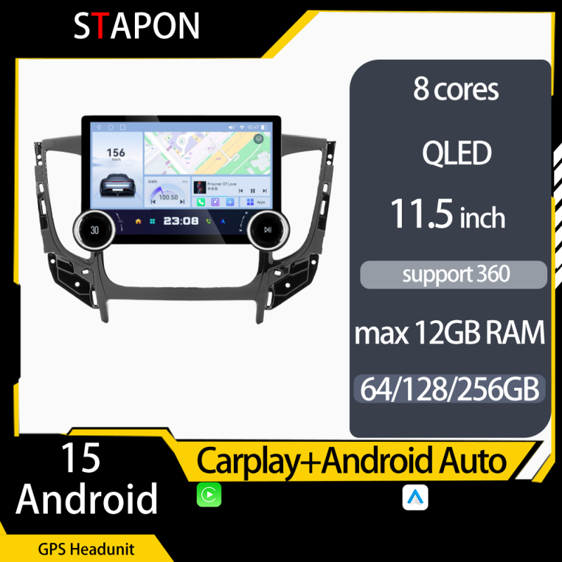 STAPON 11.5inch 64GB 128GB for mitsubishi montero triton 2016-2019a android16 1920x1200p 2k screen carplay android auto 8CORE support 360camera car android headunit stereo 4g WiFi Bluetooth 5.0 GPS am FM rear view S115