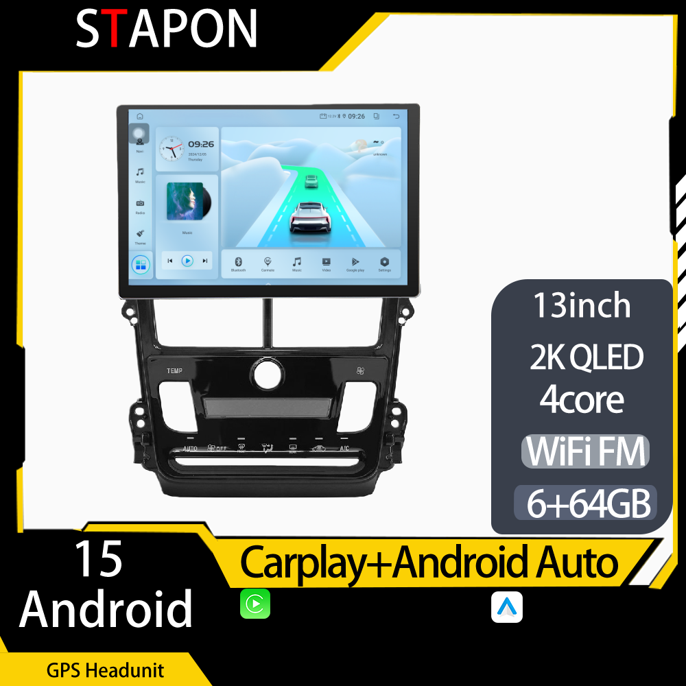 STAPON 13inch 64GB 128GB for vios yaris auto 2019-2021 android16 2k 1920x1200p screen carplay android auto 2.5D qled SCREEN quad CORE car android headunit car android stereo WiFi Bluetooth 5.0 GPS FM rear view S132