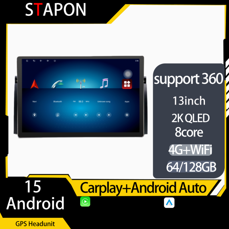STAPON 13inch 64GB 128GB for E39 E53 M5 X5 android16 1920x1200p 2k screen carplay android auto OCTA CORE support 360camera car android headunit car android stereo WiFi Bluetooth 5.0 GPS FM rear view S133