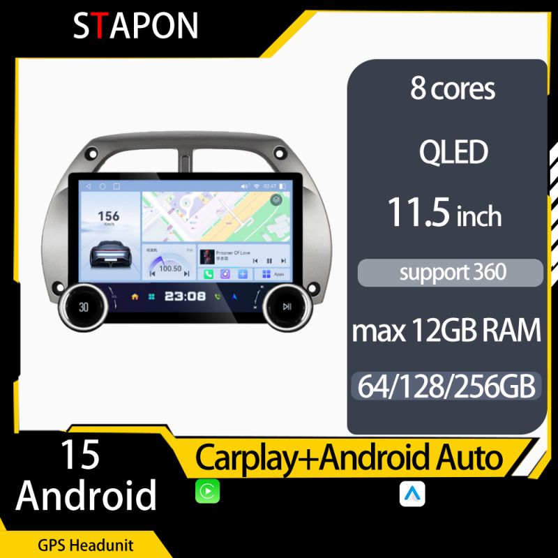 STAPON 11.5inch 64GB 128GB for toyota rav4 2001-2006 android16 1920x1200p 2k screen carplay android auto 8CORE support 360camera car android headunit stereo 4g WiFi Bluetooth 5.0 GPS am FM rear view S115