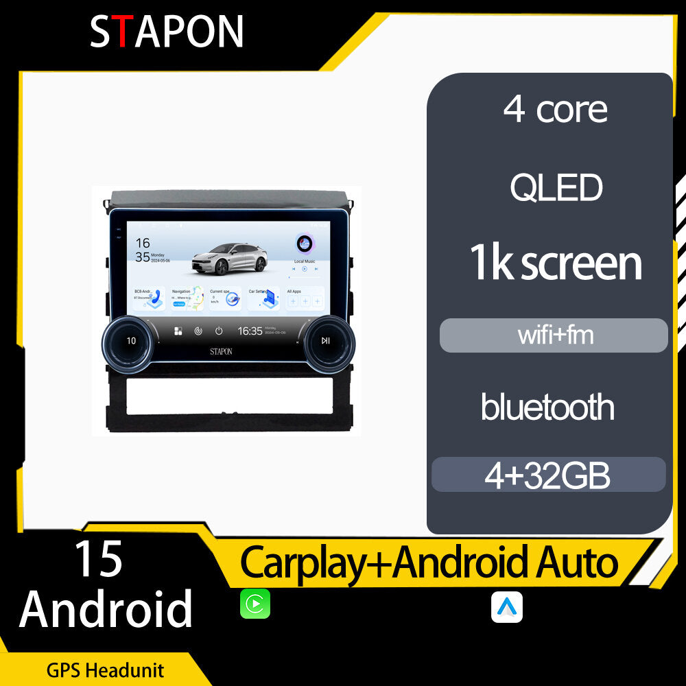 STAPON 10.5inch 4+32GB for toyota land cruiser 2016-2020 android16 carplay android auto 2.5D qled 1k SCREEN quad CORE car android head unit stereo WiFi Bluetooth GPS FM rear view S105