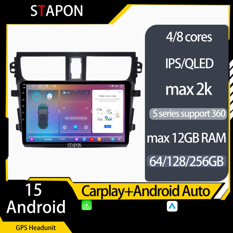 STAPON 9inch for Suzuki celerio 2018-2021 android16 64 128 256GB 2k QLED IPS OCTA CORE DSP carplay android auto 4G LTE 360camera dashcam car stereo android HEAD UNIT plug play WiFi Bluetooth GPS