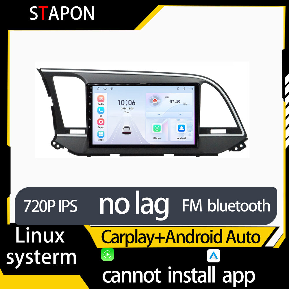 STAPON 9inch for hyundai elantra 2016-2020 linux mp5 with carplay android auto fm 1280x720p ips screen mirror link touch screen steering control L5