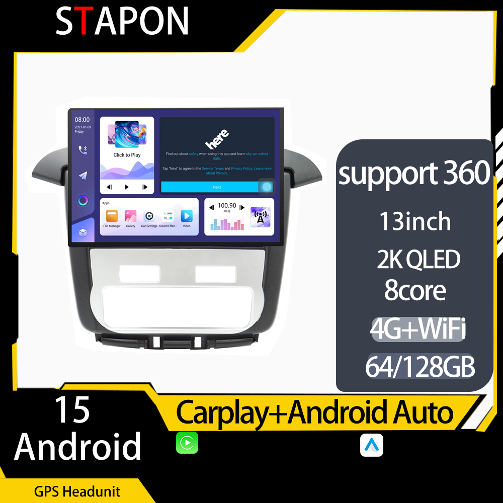 STAPON 13inch 6+64G for toyota innova 2012-2015a android16 1920x1200p 2k screen carplay android auto OCTA CORE support 360camera car android headunit car android stereo WiFi Bluetooth 5.0 GPS FM rear view S133