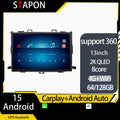 STAPON 13inch 64GB 128GB for carens android16 1920x1200p 2k screen carplay android auto OCTA CORE support 360camera car android headunit car android stereo WiFi Bluetooth 5.0 GPS FM rear view S133