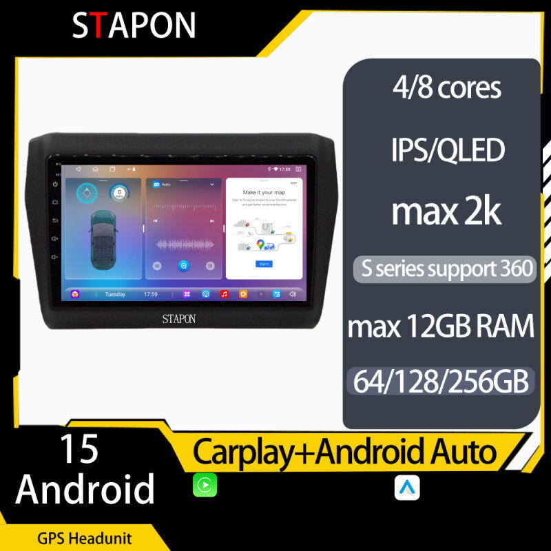 STAPON 9inch for Suzuki swift DZIRE 2019-2024 android16 64 128 256GB 2k QLED IPS carplay android auto OCTA CORE DSP 4G LTE  360camera dashcam car stereo android HEAD UNIT plug play WiFi GPS FM AM