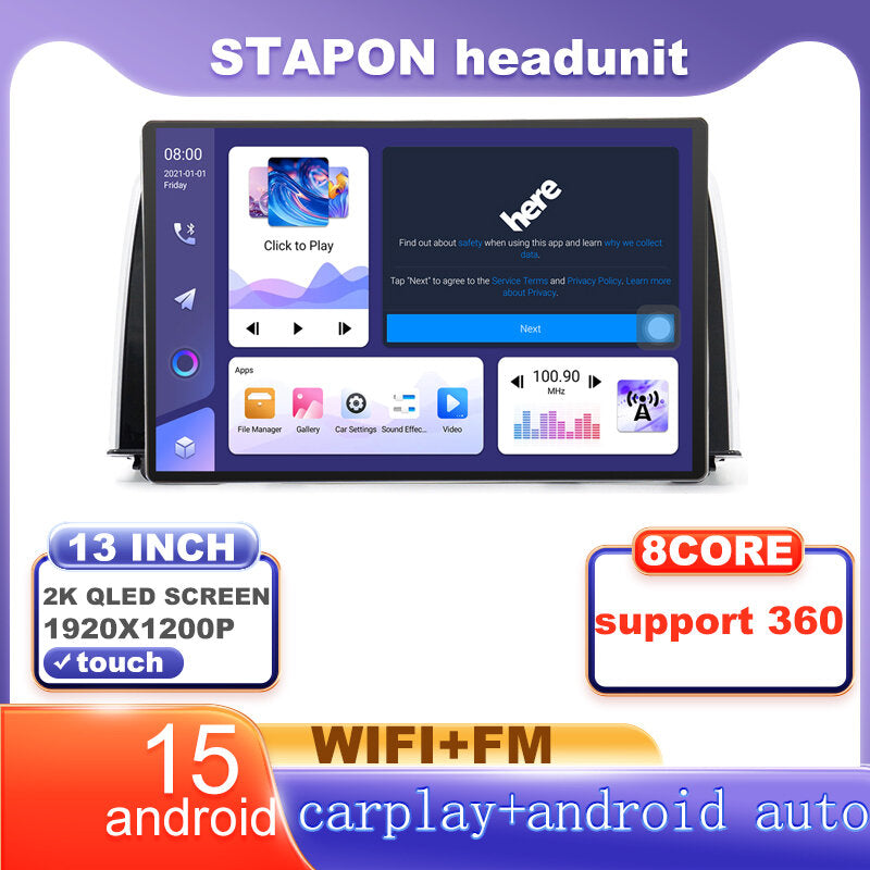 STAPON 13inch 6+64G for honda crv 2017-2023 android16 1920x1200p 2k screen carplay android auto OCTA CORE support 360camera car android headunit car android stereo WiFi Bluetooth 5.0 GPS FM rear view S133