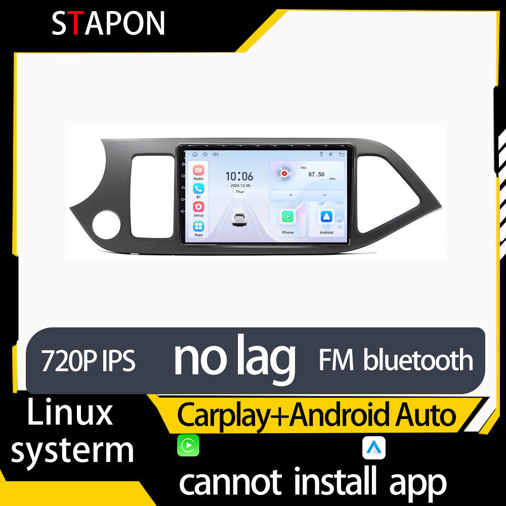 STAPON 9inch for kia picanto 2011-2017 linux mp5 with carplay android auto fm 1280x720p ips screen mirror link touch screen steering control L5