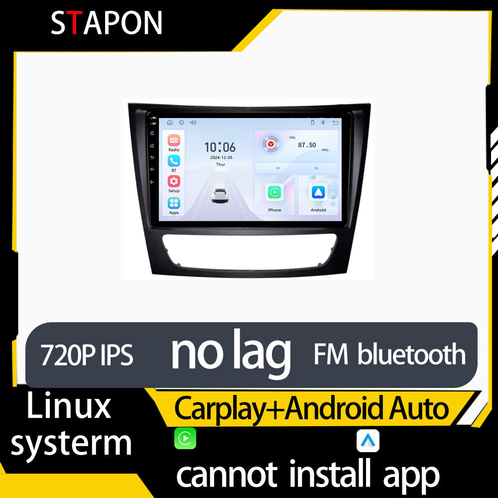 STAPON 9inch for benz eclass w211 linux mp5 with carplay android auto fm 1280x720p ips screen mirror link touch screen steering control L5