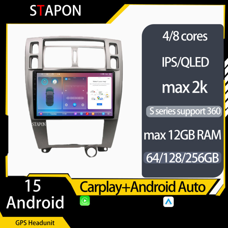 STAPON for hyundai tucson 2006-2008 android16 64 128 256GB QLED IPS voice command 9inch carplay android auto 4G DSP 360camera car stereo android HEADUNIT WiFi Bluetooth GPS