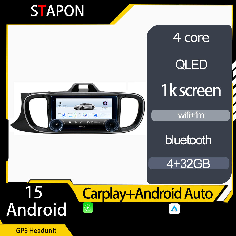STAPON 10.5inch 4+32GB for kia pegas soluto 2017-2020 android16 carplay android auto 2.5D qled 1k SCREEN quad CORE car android head unit stereo WiFi Bluetooth GPS FM rear view S105