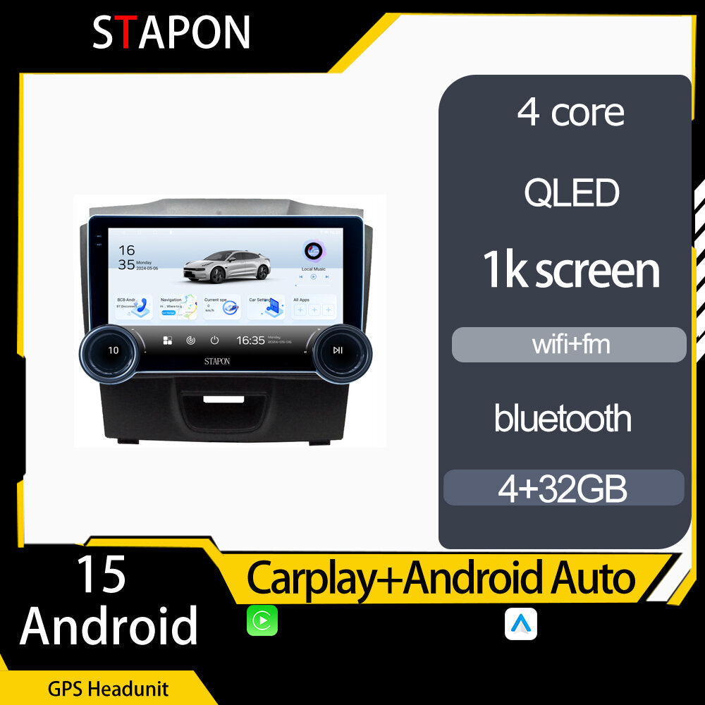 STAPON 10.5inch 4+32GB for dmax 2017-2019 android16 carplay android auto 2.5D qled 1k SCREEN quad CORE car android head unit stereo WiFi Bluetooth GPS FM rear view S105