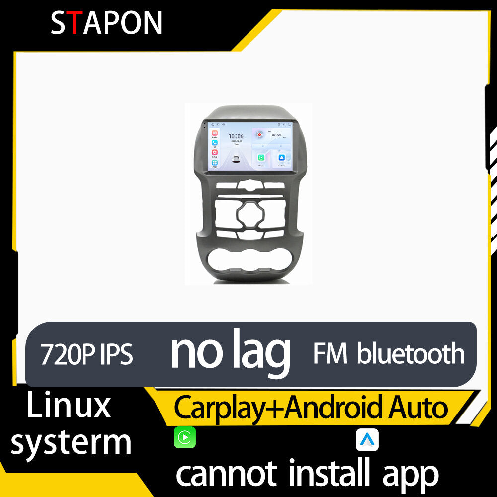 STAPON 9inch for ford ranger 2009-2015 linux mp5 with carplay android auto fm 1280x720p ips screen mirror link touch screen steering control L5