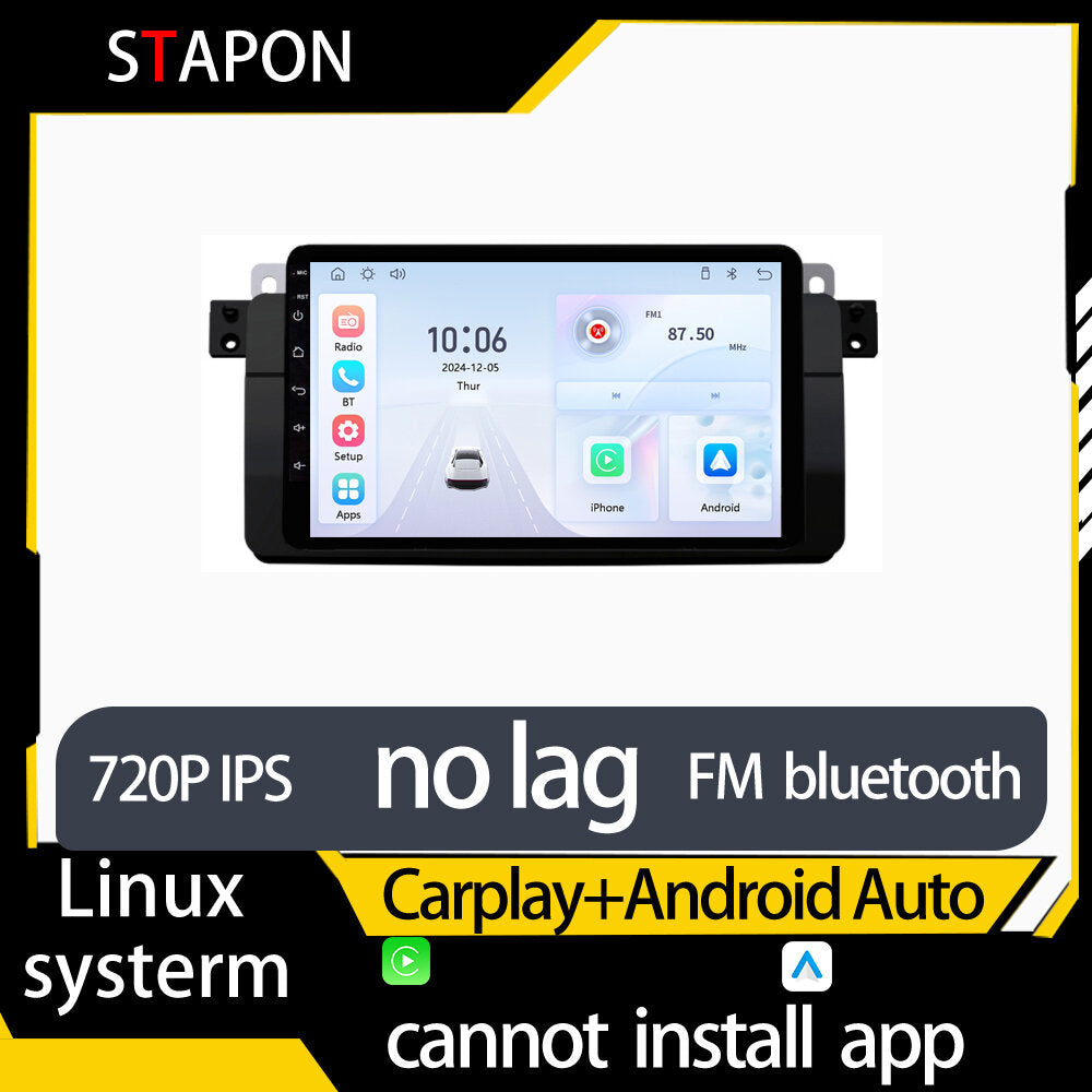 STAPON 9inch for bmw e46 linux mp5 with carplay android auto fm 1280x720p ips screen mirror link touch screen steering control L5