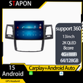 STAPON 13inch 64GB 128GB for fortuner hilux 2005-2015 android16 1920x1200p 2k screen carplay android auto OCTA CORE support 360camera car android headunit car android stereo WiFi Bluetooth 5.0 GPS FM rear view S133
