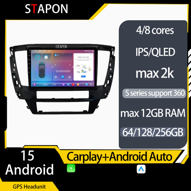 STAPON 9inch for mitsubishi montero 2020-2021 android16 64 128 256GB QLED IPS voice command carplay android auto OCTA CORE DSP 4G LTE 360camera dashcam car stereo android head unit plug and play with GPS Bluetooth