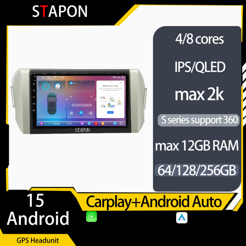 STAPON 9inch for Toyota innova 2016-2025 android16 64 128 256GB voice command 2.5D 2k QLED ips SCREEN OCTA CORE DSP 4G LTE carplay 360camera dashcam car stereo android HEAD UNIT plug play WiFi Bluetooth GPS FM AM rear view
