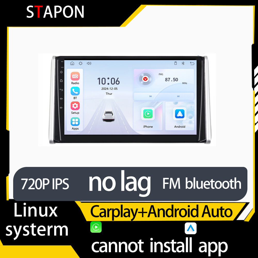 STAPON 10inch for toyota rav4 2019-2024 linux mp5 with carplay android auto fm 1280x720p ips screen mirror link touch screen steering control L5