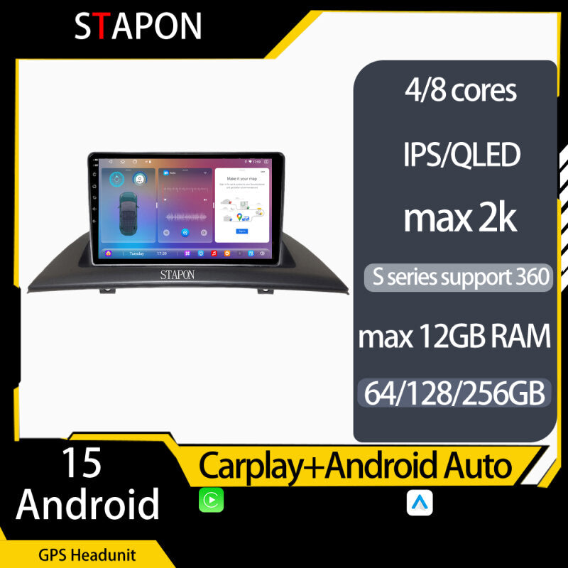 STAPON 9inch for BMW X3 E83 2004-2012 android16 64 128 256GB 2k QLED IPS voice command OCTA CORE DSP carplay android auto 4G LTE 360camera dashcam car stereo android HEAD UNIT plug play WiFi Bluetooth GPS