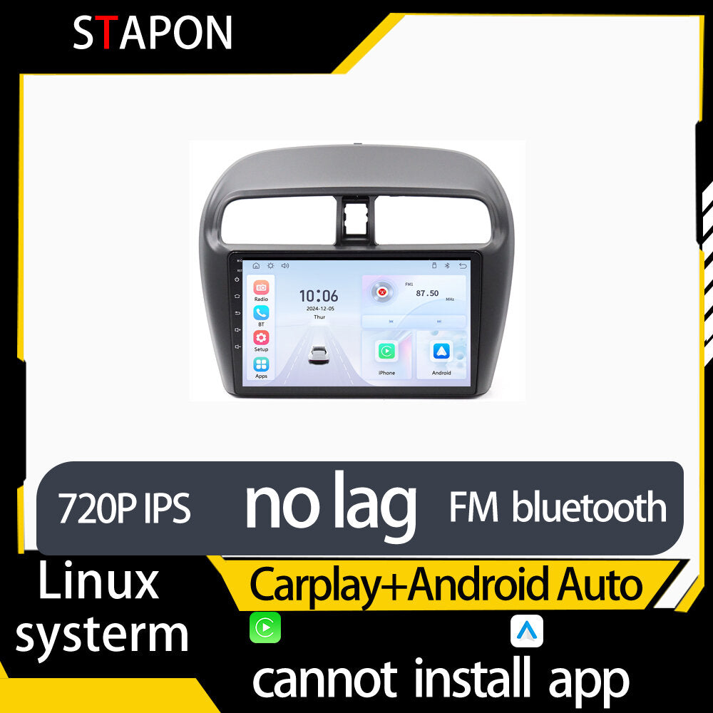 STAPON 9inch for mitsubishi mirage 2012-2023 linux mp5 with carplay android auto fm 1280x720p ips screen mirror link touch screen steering control L5