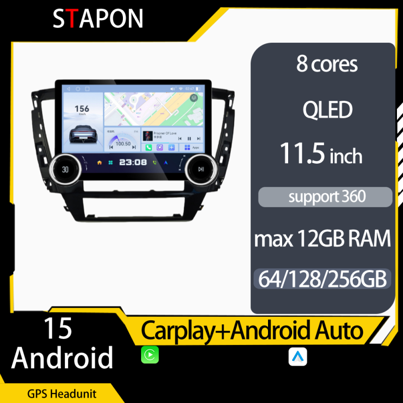STAPON 11.5inch 64GB 128GB for mitsubishi montero 2020-2023 android16 1920x1200p 2k screen carplay android auto 8CORE support 360camera car android headunit stereo 4g WiFi Bluetooth 5.0 GPS am FM rear view S115