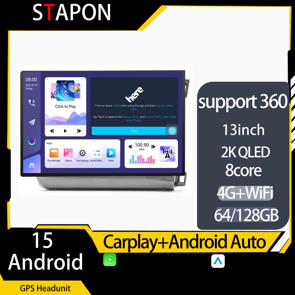 STAPON 13inch 64GB 128GB for honda civic 2012-2015 Android15 1920x1200p 2k screen carplay android auto OCTA CORE support 360camera car android headunit car android stereo WiFi Bluetooth 5.0 GPS FM rear view S133