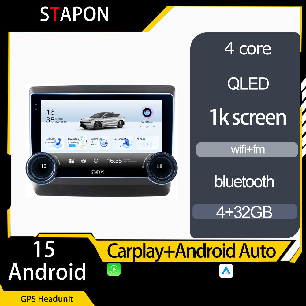 STAPON 10.5inch 4+32GB for isuzu dmax 2020-2024 android16 carplay android auto 2.5D qled 1k SCREEN quad CORE car android head unit stereo WiFi Bluetooth GPS FM rear view S105
