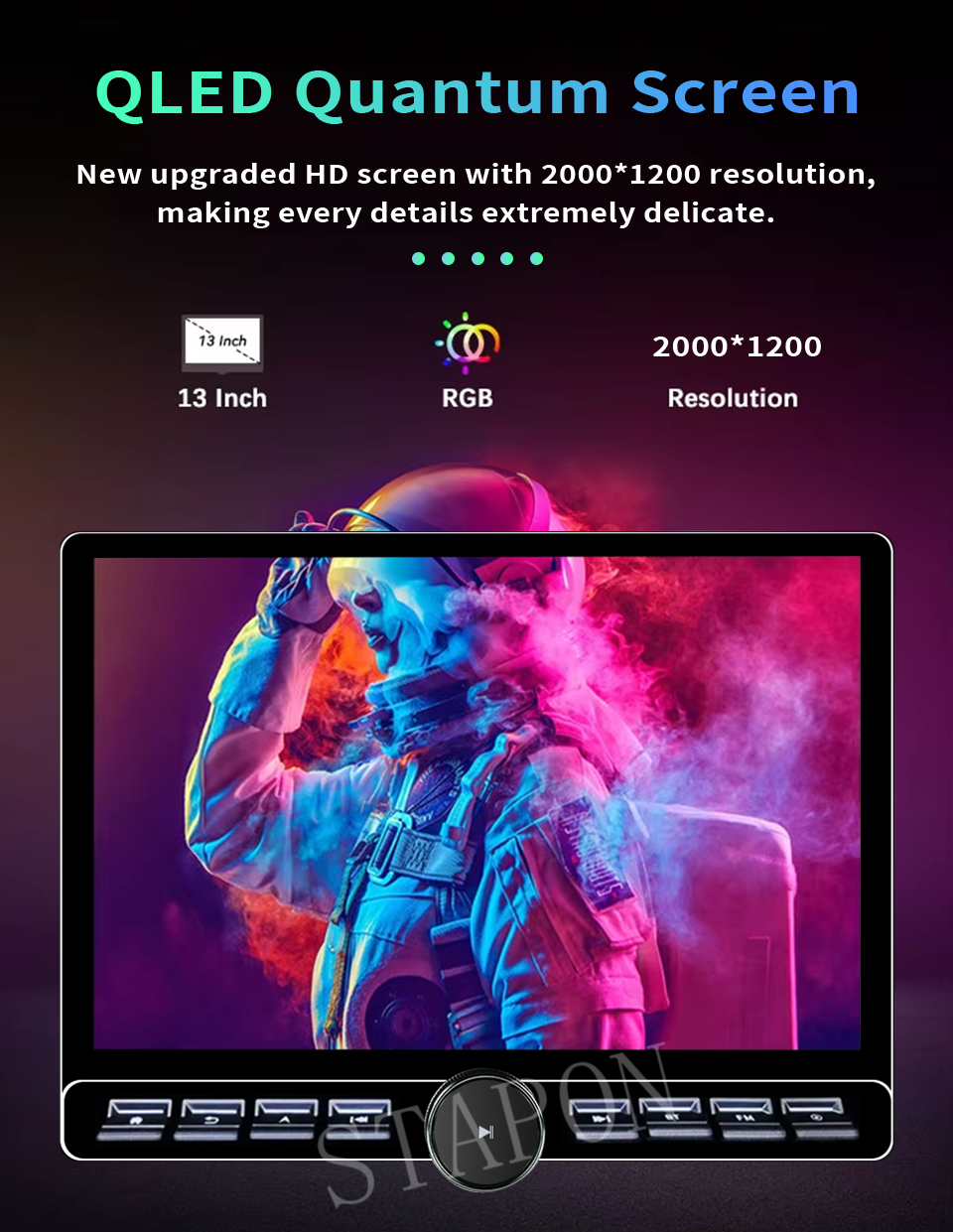 STAPON 13inch 64 128 256GB android16 2k 1920x1200p 2k screen carplay android auto OCTA CORE 4G DSP support 360camera car android headunit car android stereo WiFi Bluetooth 5.0 GPS AM FM RDS rear view 2din S13