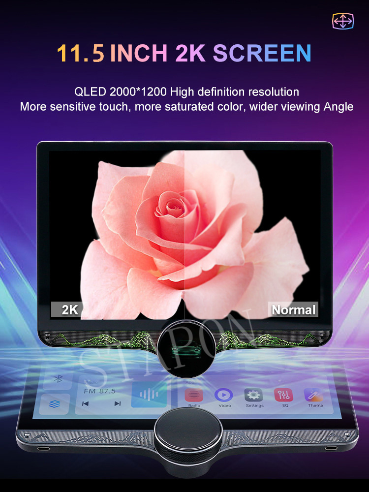 STAPON 11.5inch 64GB QLED screen 4G DSP AM FM carplay android auto 360panorama car android head unit stereo bluetooth wifi steering control rear view 2din s115