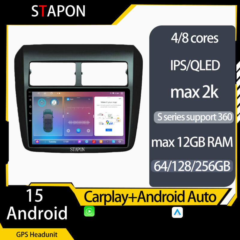 STAPON 9inch FOR Toyota Wigo 2012-2016 Android16 64 128 256GB 2k QLED IPS voice command carplay android auto OCTA CORE DSP 4G LTE 360camera dashcam car android HEAD UNIT stereo plug play WiFi Bluetooth GPS FM AM rear view