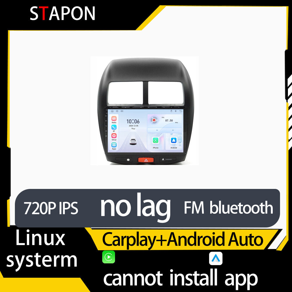 STAPON 10inch for mitsubishi asx 2012-2019 linux mp5 with carplay android auto fm 1280x720p ips screen mirror link touch screen steering control L5