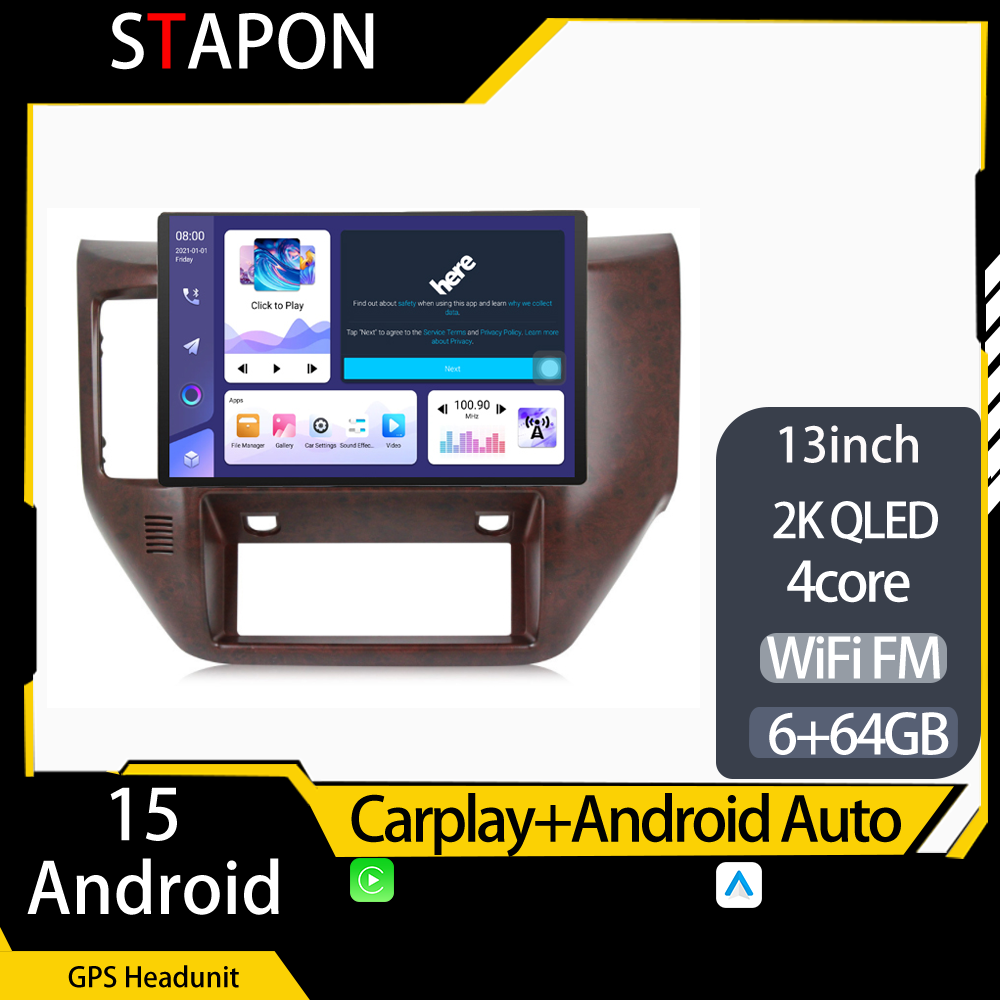 STAPON 13inch 64GB 128GB for nissan patrol 2011-2015 Android15 2k 1920x1200p screen carplay android auto 2.5D qled SCREEN quad CORE car android headunit car android stereo WiFi Bluetooth 5.0 GPS FM rear view S132