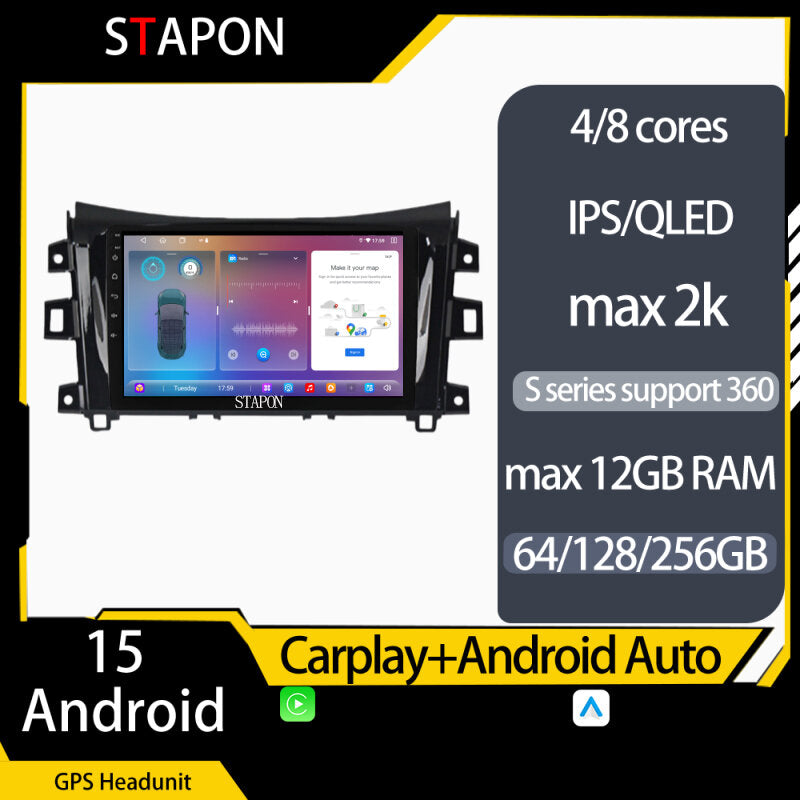 STAPON 9inch for nissan navara 2011-2020 np300 Android16 64 128 256GB voice command 2.5D QLED ips SCREEN OCTA CORE DSP 4G LTE carplay android auto 360camera dashcam car stereo android HEAD UNIT WiFi Bluetooth GPS