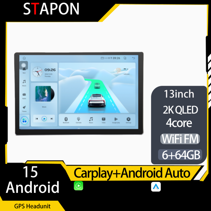 STAPON 13inch 64GB 128GB for navara 2005-2010 android16 2k 1920x1200p screen carplay android auto 2.5D qled SCREEN quad CORE car android headunit car android stereo WiFi Bluetooth 5.0 GPS FM rear view S132