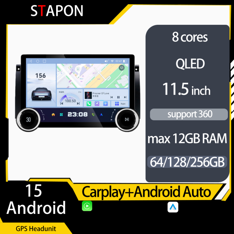 STAPON 11.5inch 64GB 128GB for BMW E39 android16 1920x1200p 2k screen carplay android auto 8CORE support 360camera car android headunit stereo 4g WiFi Bluetooth 5.0 GPS am FM rear view S115