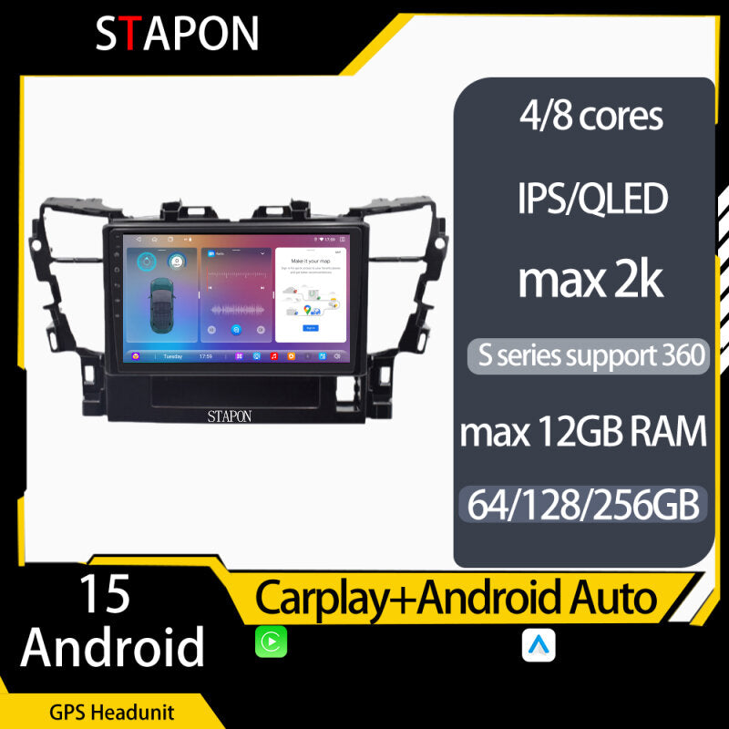 STAPON for toyota alphard 2015-2020 android16 64 128 256GB 10inch QLED OCTA CORE DSP 4G LTE carplay android auto 360camera dashcam car stereo android HEAD UNIT plug play WiFi Bluetooth GPS rear view